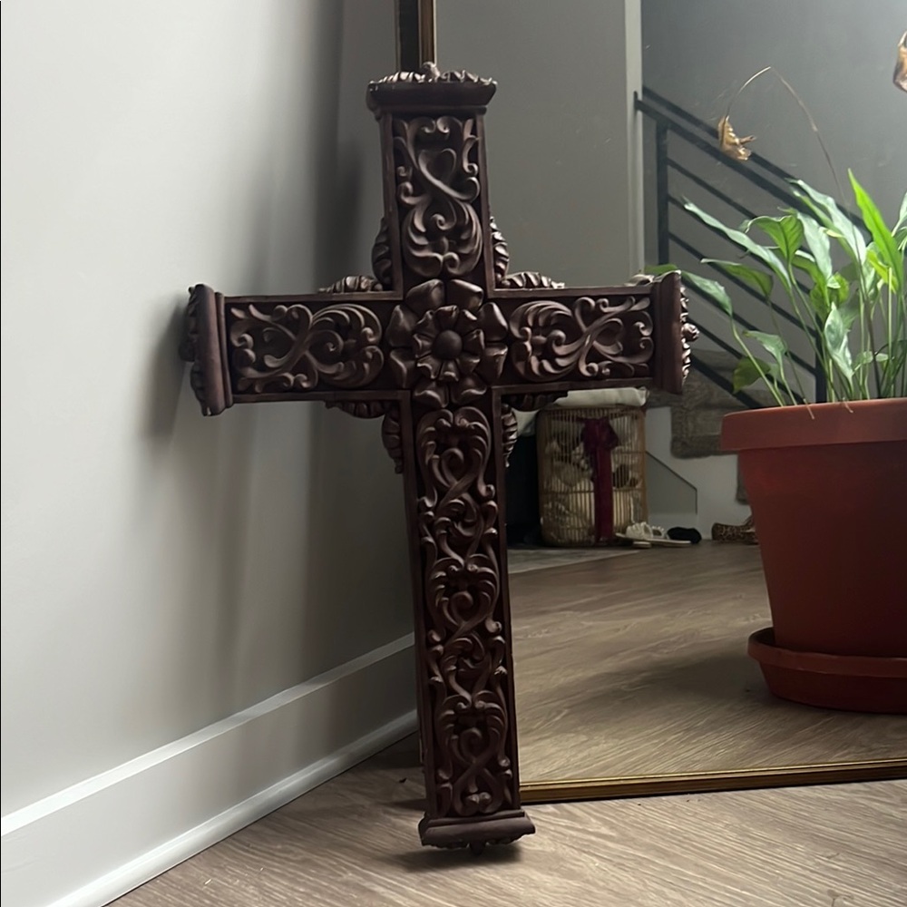 Ornate Brown Wall Cross Decor